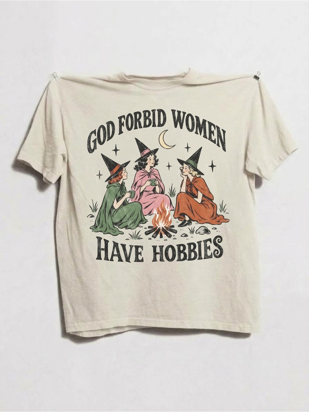 God Forbid Women Have Hobbies Witch Graphic Tee Vintage Halloween Witchy